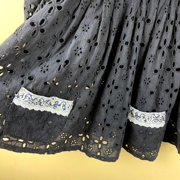 Moon Collection Blue Eyelet Baby Doll Boho Blouse - Picture 2 of 8